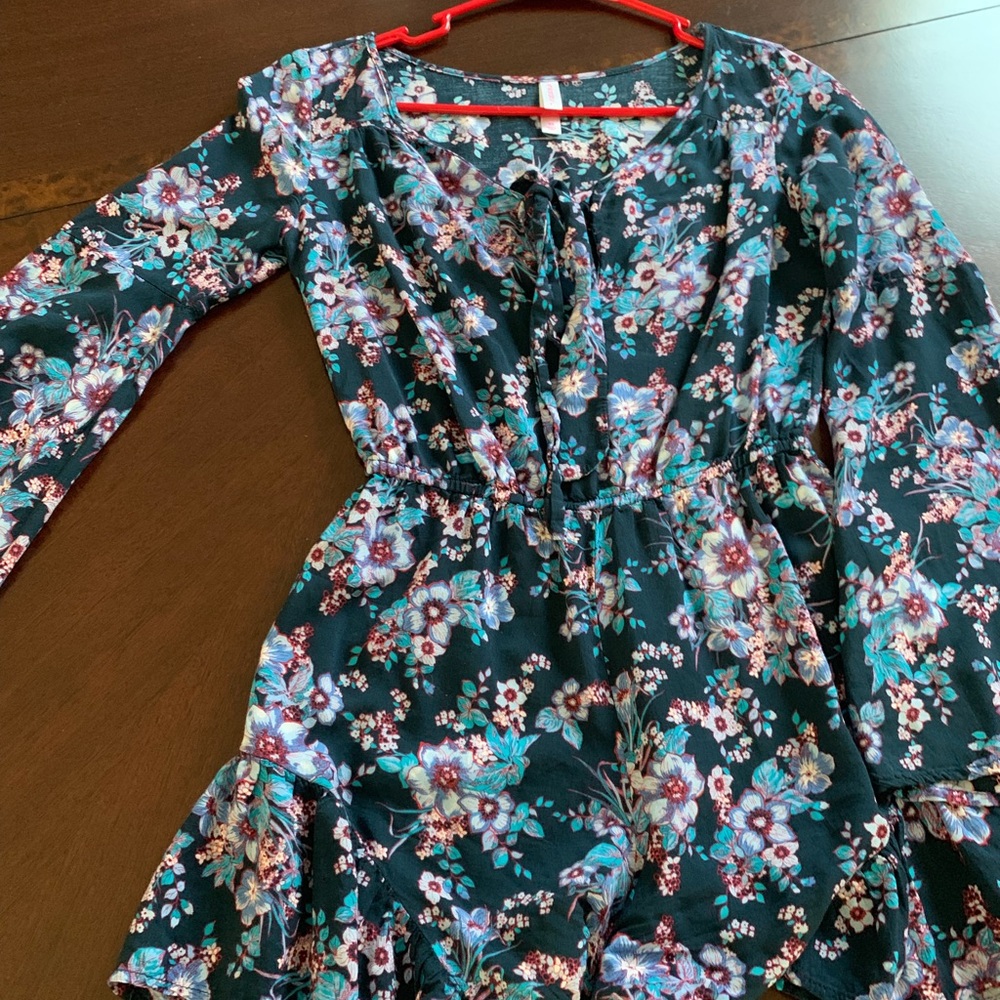 blue floral romper